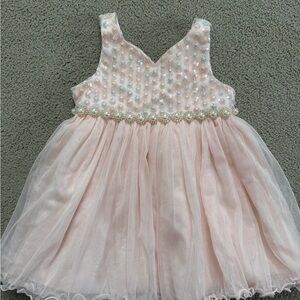 Elegant Pink Kids Dress with Pearl Accents